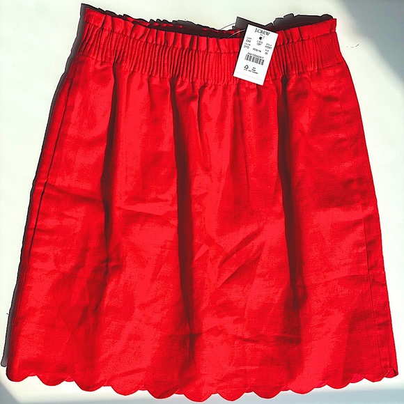 🆕 JCREW Red Scallop Hemmed Skirt - Picture 4 of 5